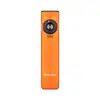 Olight Arkfeld flache LED Taschenlampe in Orange mit UV-Licht und Akkuanzeige vor weißem Hintergrund