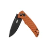OKNIFE Taschenmesser mit schwarzer 154CM Klinge und orangefarbenem, texturiertem Griff.