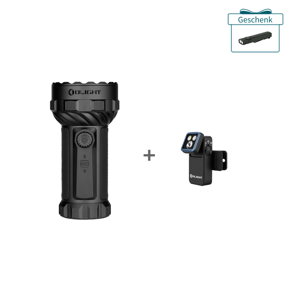 Olight Marauder Mini LED Taschenlampe und Clip-on Licht Set mit Geschenk-Option