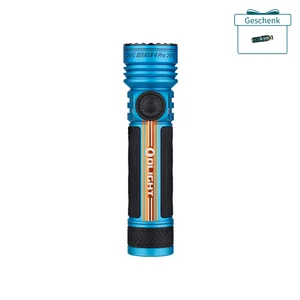 Olight Seeker 4 Pro Taschenlampe in Blau mit strukturiertem Griff für Outdoor-Abenteuer und den täglichen Gebrauch