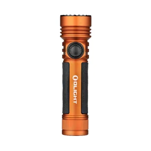 Olight Seeker 4 Pro orange LED Taschenlampe Vorderansicht mit rutschfestem Griff für Outdoor-Aktivitäten und Camping