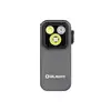 Olight graue Oclip Pro Clip-On Lampe mit drei LEDs in Vorderansicht als kompakte EDC-Taschenlampe für den Alltag