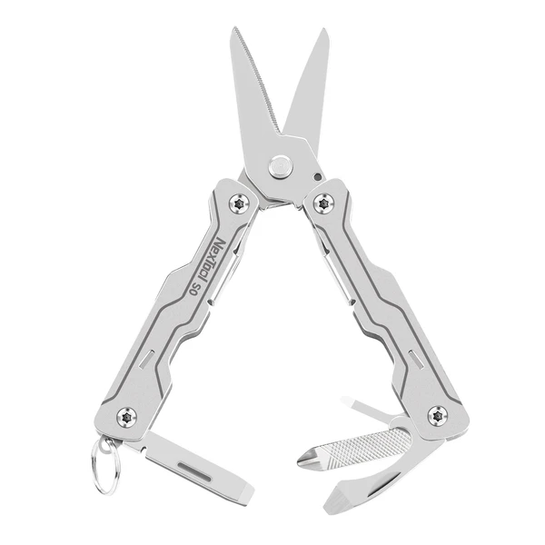 NexTool Multitool-Taschenmesser mit Schere und Schraubendreher auf weißem Hintergrund