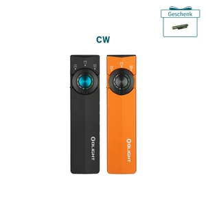 Olight orangefarbene ArkPro EDC Taschenlampe mit UV-Licht und Laser für Alltag und Outdoor-Einsatz in Vorderansicht