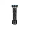 Schwarze LED-Taschenlampe, rutschfestes Design, blaue Akzente, intuitive Bedienelemente, leistungsstarke Outdoor-Beleuchtung
