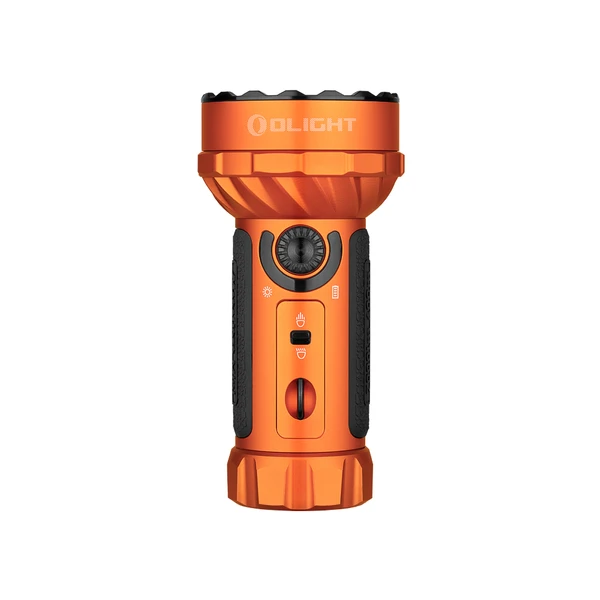 Olight orangefarbene taktische Taschenlampe, leistungsstark, wiederaufladbar, für Outdoor-Aktivitäten, Notfälle