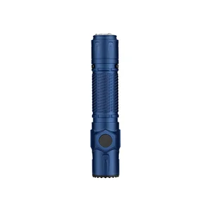 Blaue Taschenlampe mit Clip, weißer Hintergrund