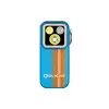Blaue Olight Oclip Pro Clip-On LED-Lampe mit orangefarbenem Streifen, Vorderansicht für den EDC-Einsatz