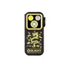 Schwarze Olight Oclip Pro Clip-Leuchte mit goldenem Drachen-Design und drei LEDs für Alltag und Camping.