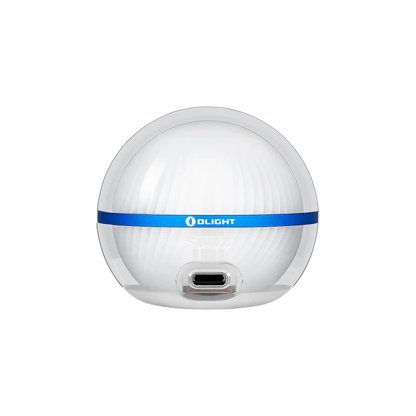 Olight Sphere C, weiße, kugelförmige Outdoor-Lampe, blaue Olight-Bandverzierung, USB-C-Anschluss