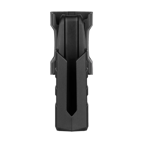 Schwarze taktische Magazintasche aus Polymer.