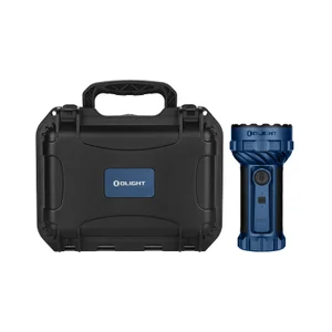 Blaue Olight Marauder 2 LED Taschenlampe mit robustem Gehäuse und LED-Anzeige für Outdoor-Einsätze