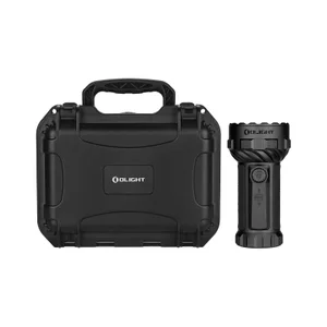Olight Marauder Mini leistungsstarke LED Taschenlampe mit RGB Licht, Display und Drehschalter auf weißem Hintergrund