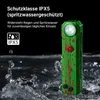 Wasserdichte grüne LED-Taschenlampe IPX5 mit Spritzwasserschutz im Wasserbad