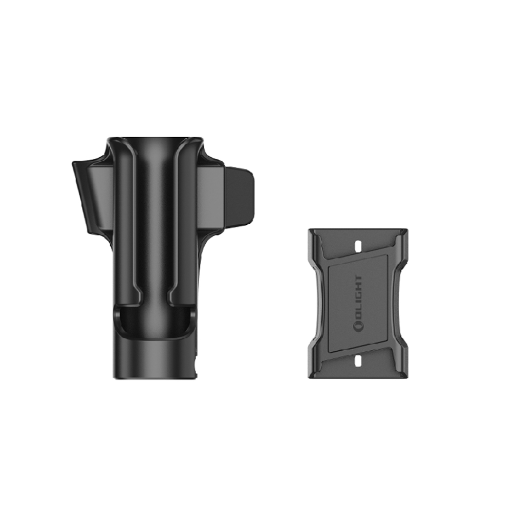 Schwarze Olight Taschenlampen-Halterung mit Gürtelclip und Befestigungsplatte für taktische Ausrüstung