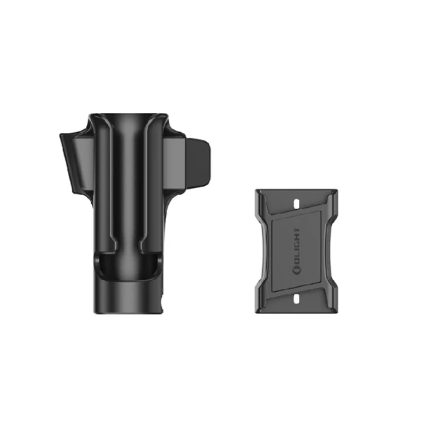 Schwarze Olight Taschenlampen-Halterung mit Gürtelclip und Befestigungsplatte für taktische Ausrüstung