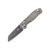 Taschenmesser mit grüner Micarta-Griffschale und schwarzer Klinge, weißer Hintergrund