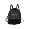 OLIGHT schwarzer Sport-Rucksack mit Kordelzug, Netzseitentaschen, Reißverschlussfach unten und hellblauem Logo