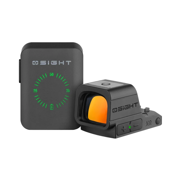 OSIGHT XR Rotpunktvisier, schwarze Gehäuse, orangefarbene Linse, externes Batterieteil