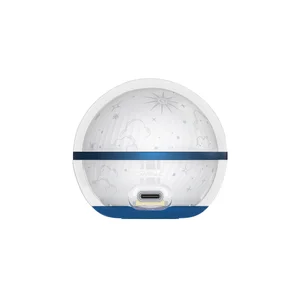 Nachtlicht LED-Projektor für Kinderzimmer mit Wolken- und Sternenmuster, USB-Anschluss, blauem Band, weiß