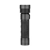 Schwarze Olight Seeker 4 Pro Taschenlampe in der Vorderansicht mit rutschfestem Griff für Outdoor und Camping
