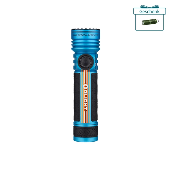 Olight Seeker 4 Pro blaue LED Taschenlampe mit rutschfestem Griff und Drehschalter für Outdoor Abenteuer und Camping