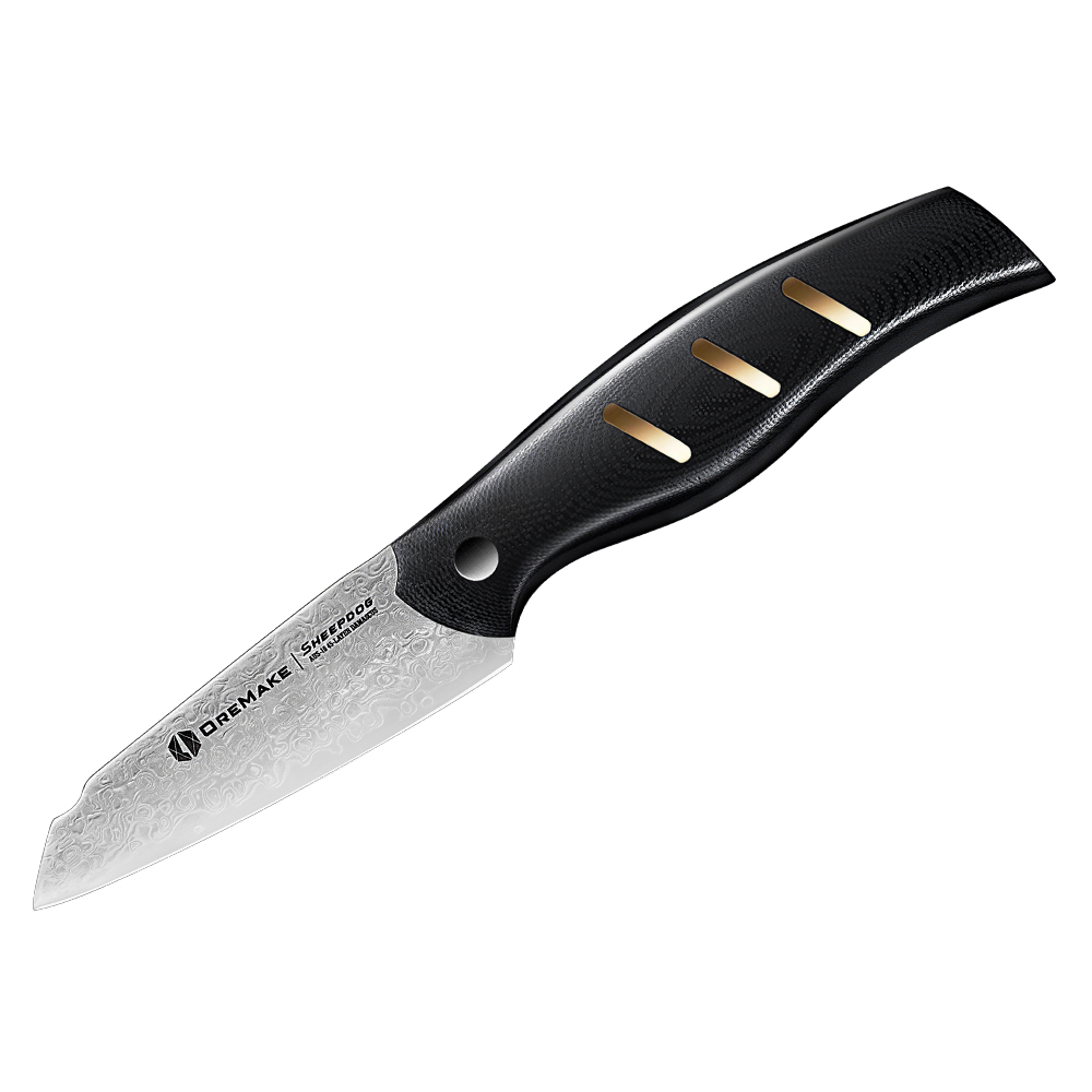 OREMAKE Allzweckmesser aus Damaszenerstahl mit G10-griff  Sheepdog