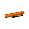 Olight Orange I3T 2 Taschenlampe, Seitenansicht mit Texturgriff und Tasche Clip für den Alltag