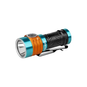 Olight Perun Mini Kit Outdoor-Taschenlampe in leuchtendem Orange und Blau, leistungsstark und kompakt