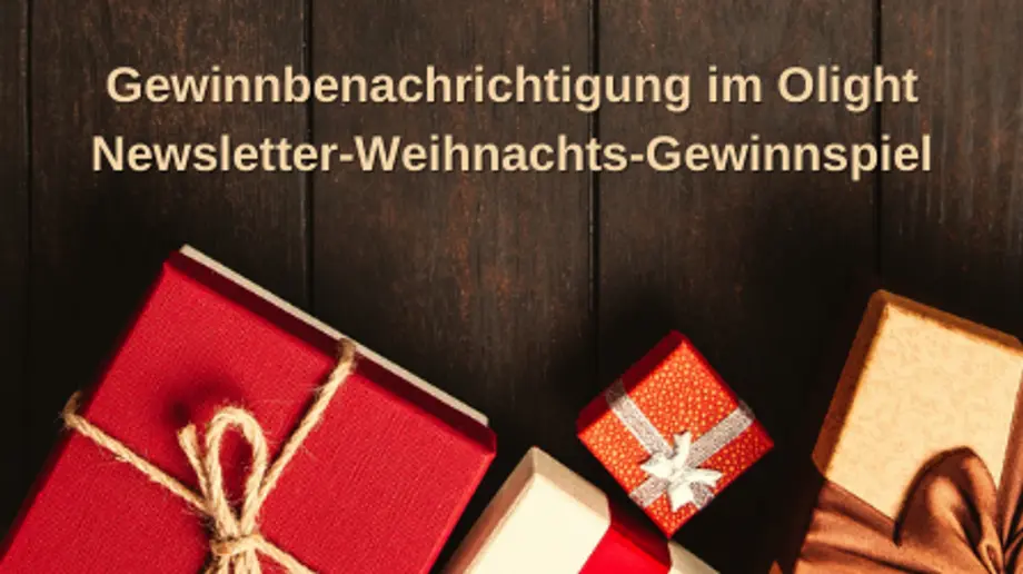 Gewinnbenachrichtigung im Olight Newsletter-Weihnachts-Gewinnspiel