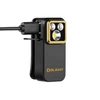 Olight Oclip Pro S, schwarz-goldenes Arbeitslicht mit USB-C-Ladefunktion für vielseitige Beleuchtung.
