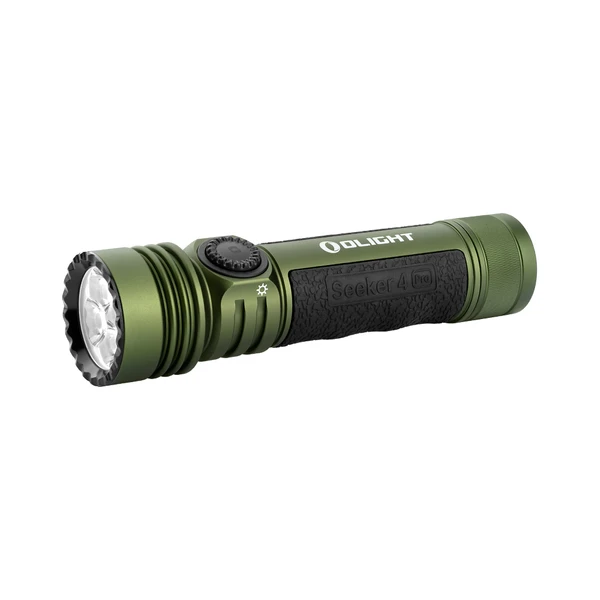 Olight Seeker 4 Pro LED-Taschenlampe in Olivgrün, leistungsstark und wiederaufladbar