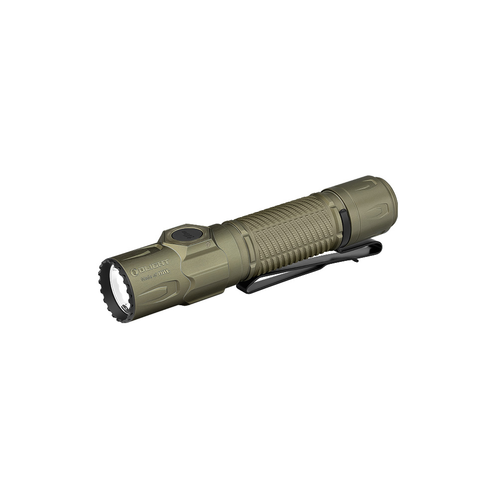 Grüne Olight Taschenlampe mit Clip, Militär-Taschenlampe, Outdoor-Beleuchtung