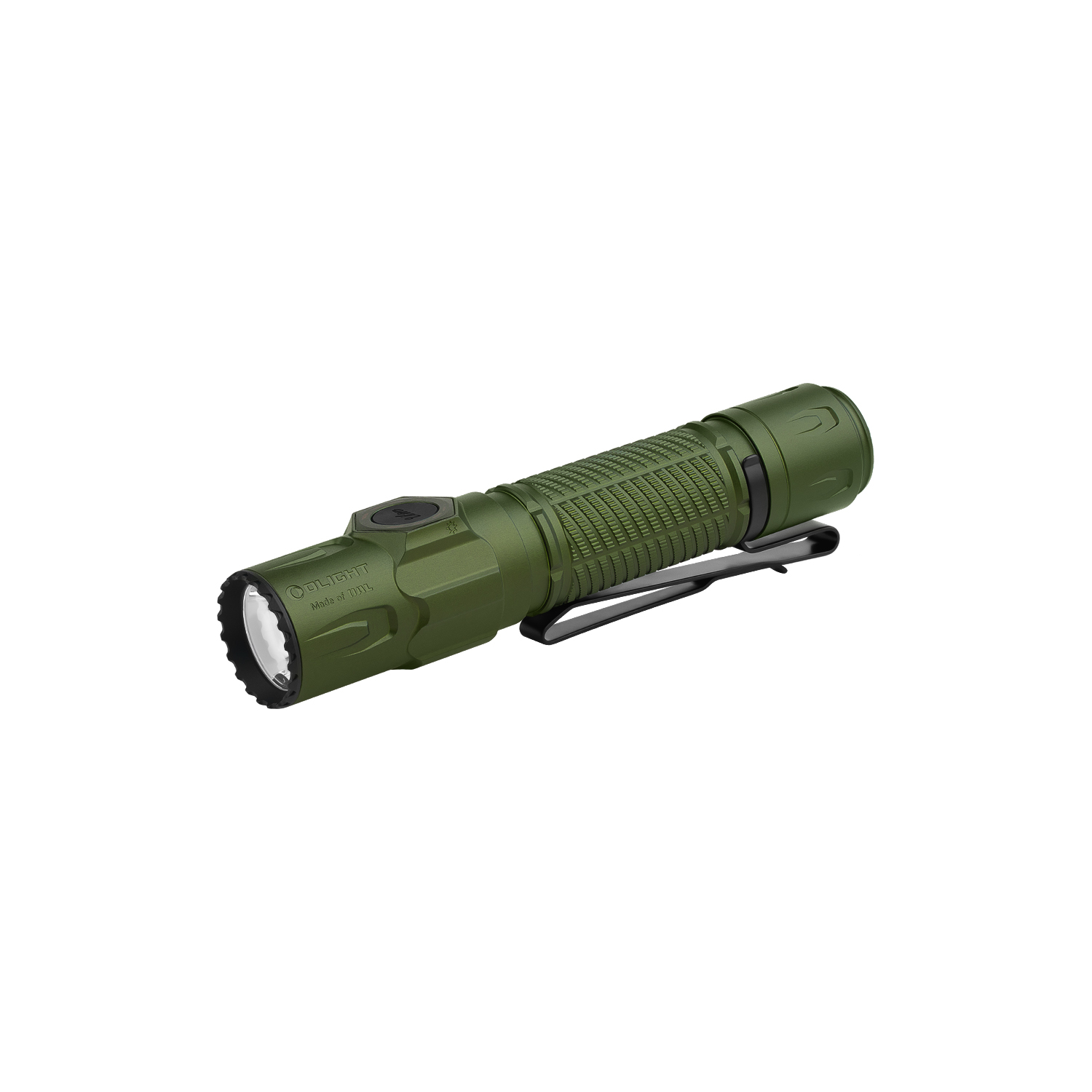 Grüne Olight Taschenlampe mit Clip, Outdoor-Taschenlampe, militärische Taschenlampe, tragbare LED-Taschenlampe