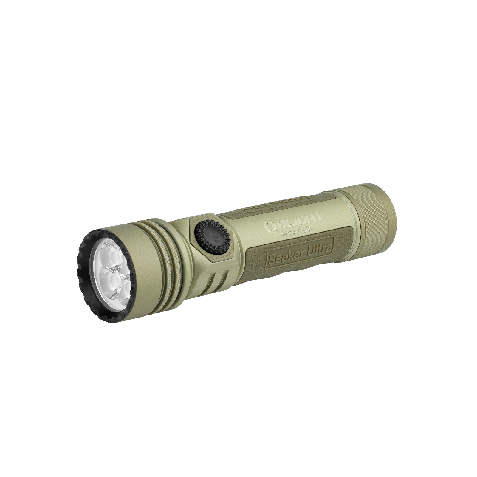 Olight Seeker Ultra LED Taschenlampe in Olivgrün vor weißem Hintergrund
