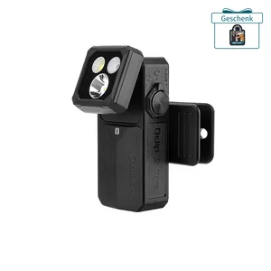 Schwarze Olight Oclip 2 Ultra EDC Clip-Leuchte mit schwenkbarem LED-Kopf und robustem Halteclip für den Alltag