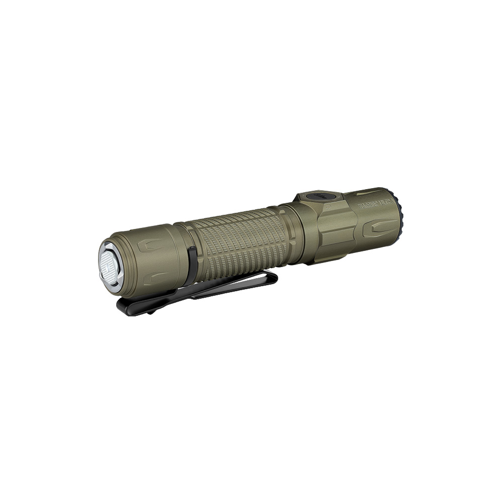 Grüne taktische Taschenlampe mit Clip, Militär-Taschenlampe, robust, LED, Outdoor-Beleuchtung