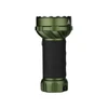 Grüne Olight Marauder Mini Taschenlampe in Seitenansicht mit rutschfestem schwarzem Griff für Outdoor und Rettungseinsätze