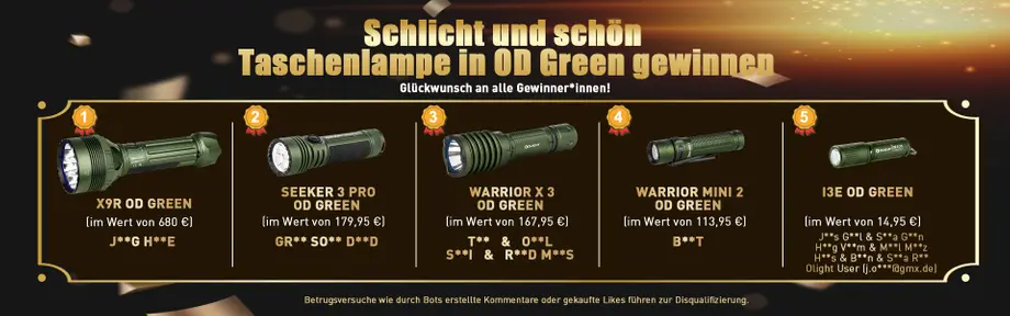 Herzlich Glückwunsch an die Gewinner! Sie haben verlosen!