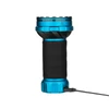 Olight Marauder Mini 2 blaue Taschenlampe mit strukturiertem Griff und Ladeanschluss zum Aufladen