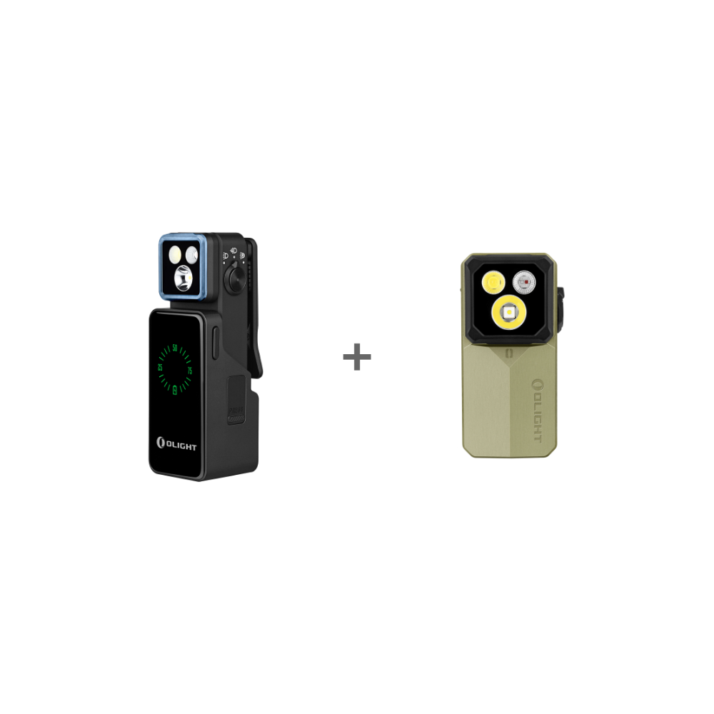 Schwarze und grüne Olight Oclip 2 Ultra Mini-Clip-Taschenlampe mit LED-Anzeige und robustem Clip für Outdoor-Aktivitäten