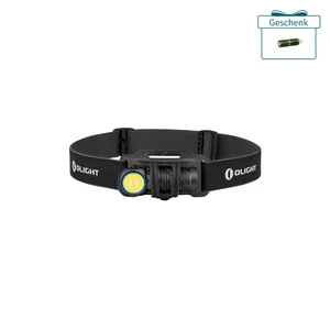 Olight Stirnlampe, schwarz, mit verstellbarem Riemen, perfekt für Outdoor-Aktivitäten.