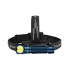 Blaue Olight Stirnlampe mit drei LEDs und schwarzem Kopfband