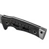 Ergonomischer schwarzer Messergriff mit texturierter G10-Schale, Full-Tang-Konstruktion und silbernem Glasbrecher-Knauf