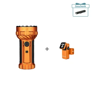 Olight orangefarbene LED Taschenlampe und kompakte Clip-Leuchte im Set mit Gratisgeschenk
