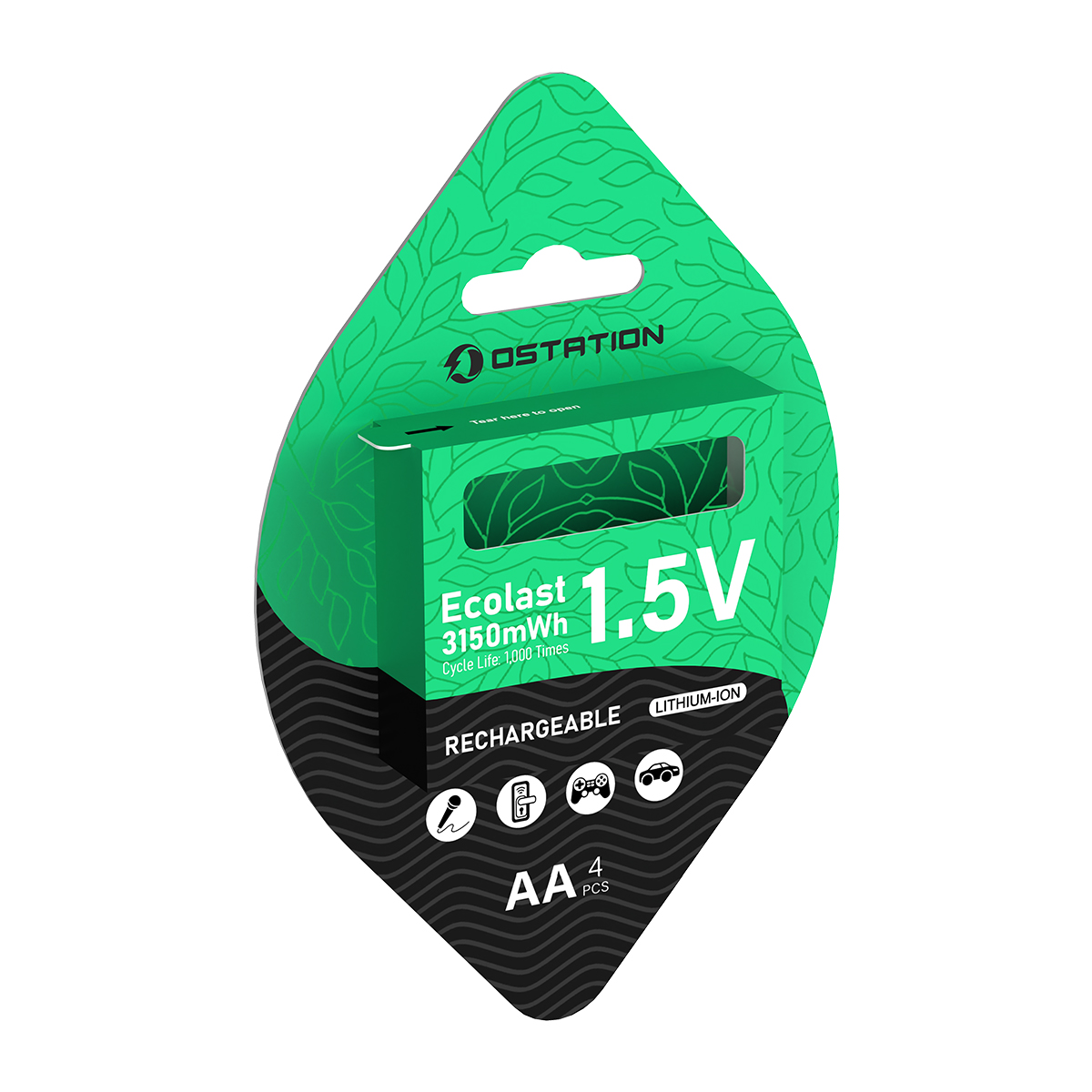 Ecolast 1,5 V AA Aufladbarer Lithium-Ionen-Akku