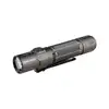Graue Olight Warrior 3S taktische Taschenlampe in Schrägansicht mit Taschenclip für Outdoor und Security