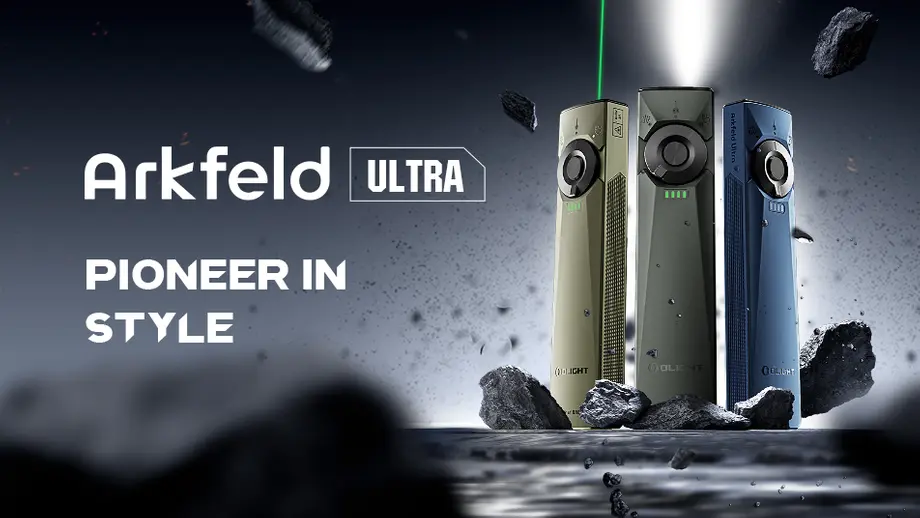 Olight Arkfeld Ultra LED-Taschenlampen mit Laser in drei Farben, neu, 1400 Lumen. Bis zu 15% Rabatt + Geschenk.