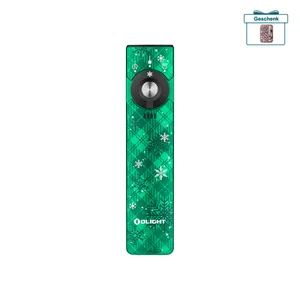 Grüne Olight Arkfeld Pro Taschenlampe im Winter Schneeflocken Design mit UV-Licht und Laser für EDC und Alltag