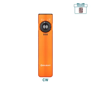 Olight Arkfeld EDC Taschenlampe in Orange mit UV-Licht und weißer LED-Anzeige für den Alltag